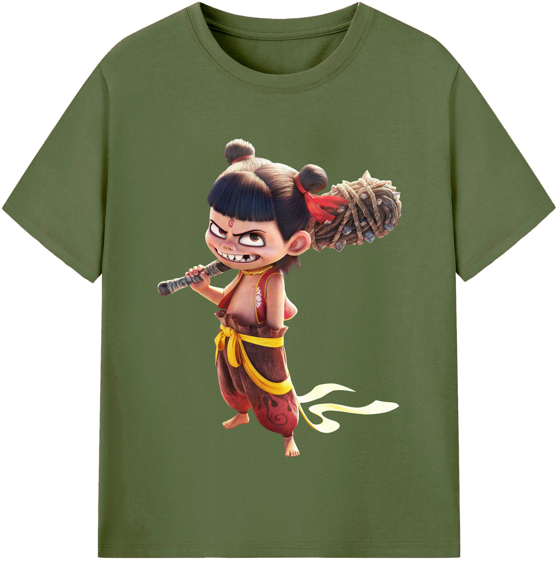 （画像用） Ne Zha 2 ナタ 魔童の大暴れ 綿100％半袖Tシャツ（フロントプリント）